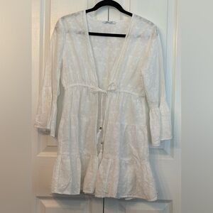 BLUE ISLAND WOMENS COVERUP, WHITE, size medium